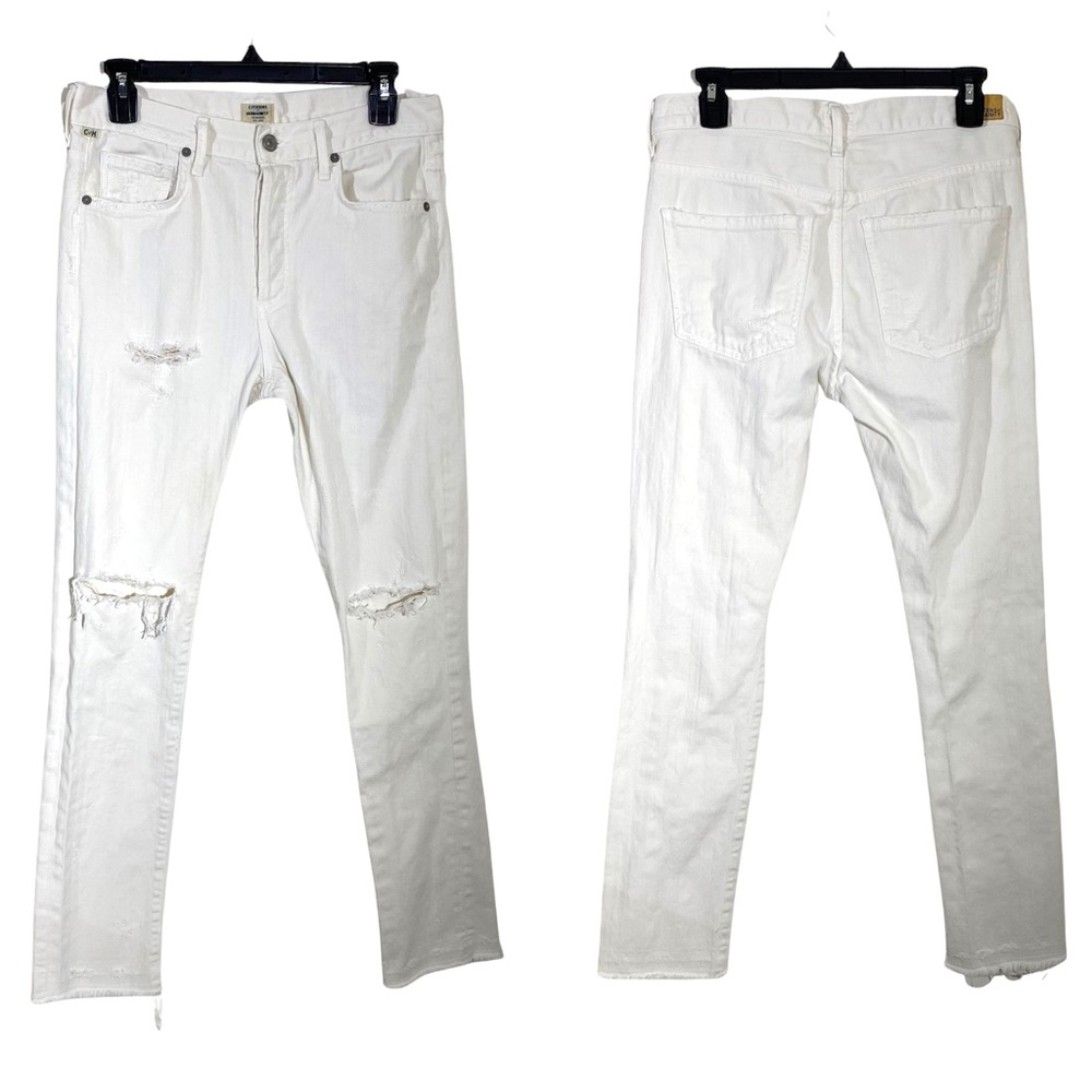 CITIZENS OF HUMANITY Corey Slouchy Slim Jeans White Distressed